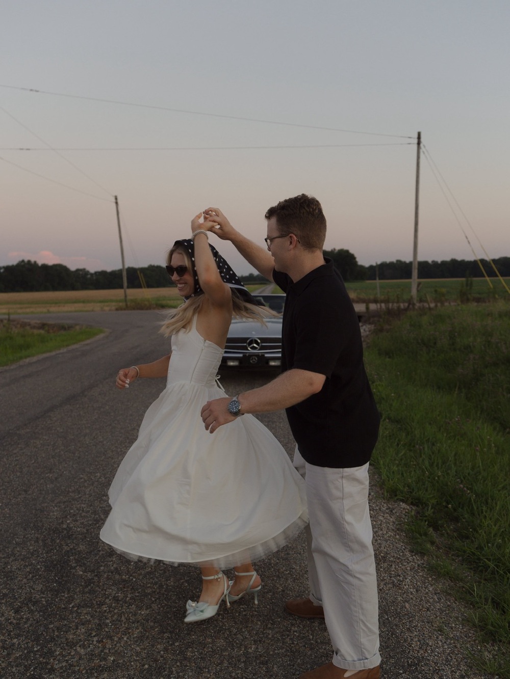 Classic White Halter Tea-Length Wedding Dress - Picture 6 of 11